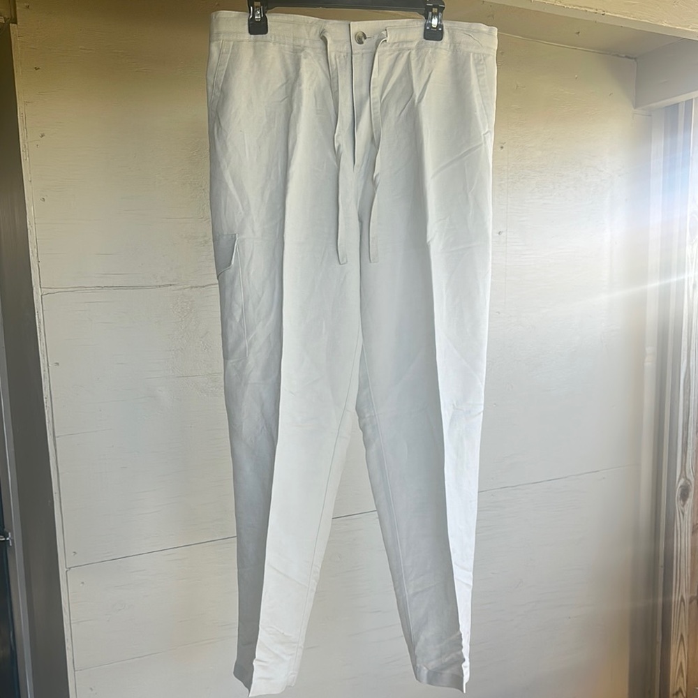Perry Ellis - Men's Cream Linen Casual Pants